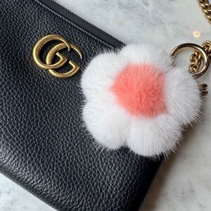 White and Pink Fur Keychain